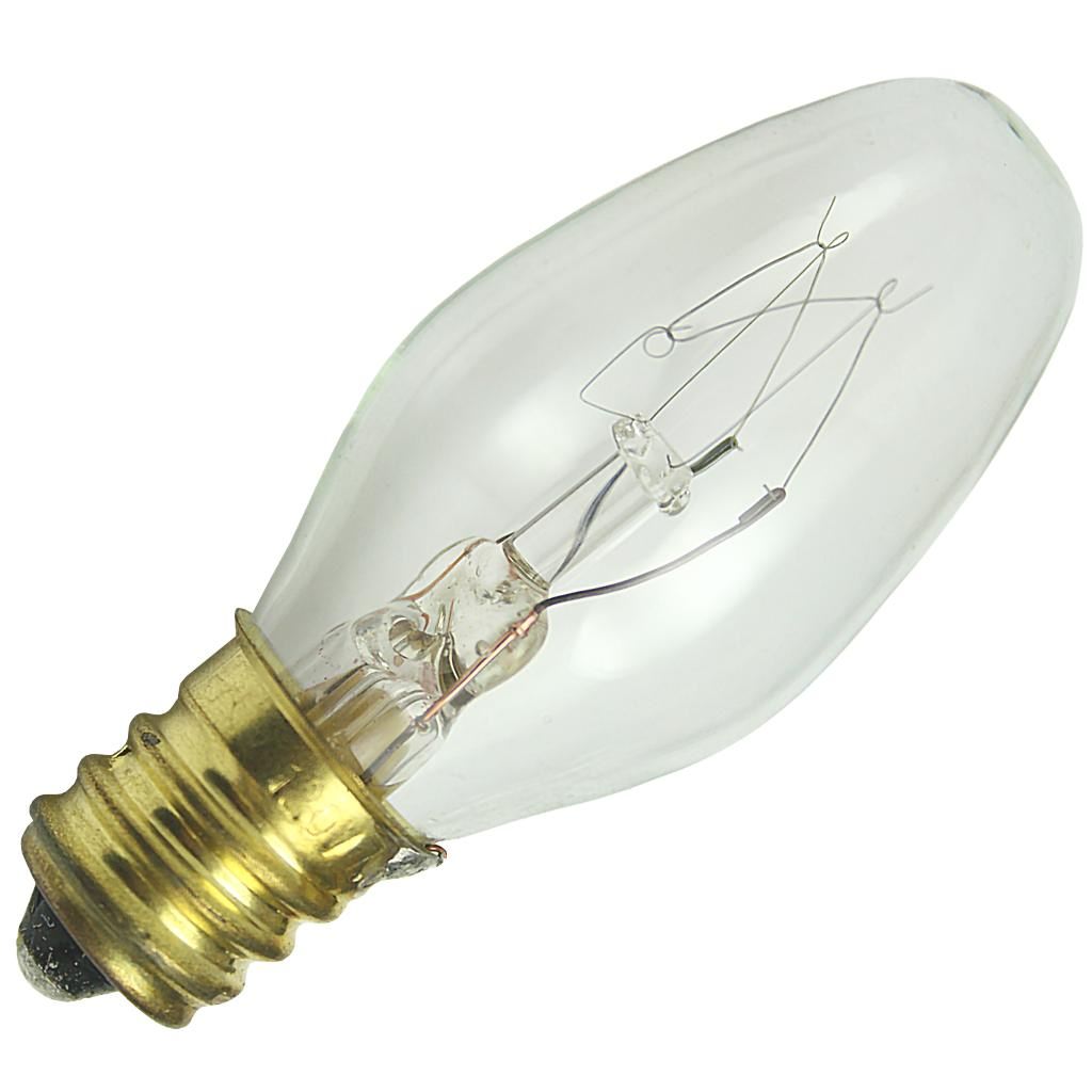 7.5 watt 120 volt C7 Candelabra Screw Base Clear 1