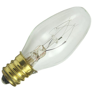 7.5 watt 120 volt C7 Candelabra Screw Base Clear 1
