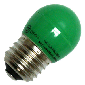 1 watt 120 volt S11 Medium Screw Base Green LED 1