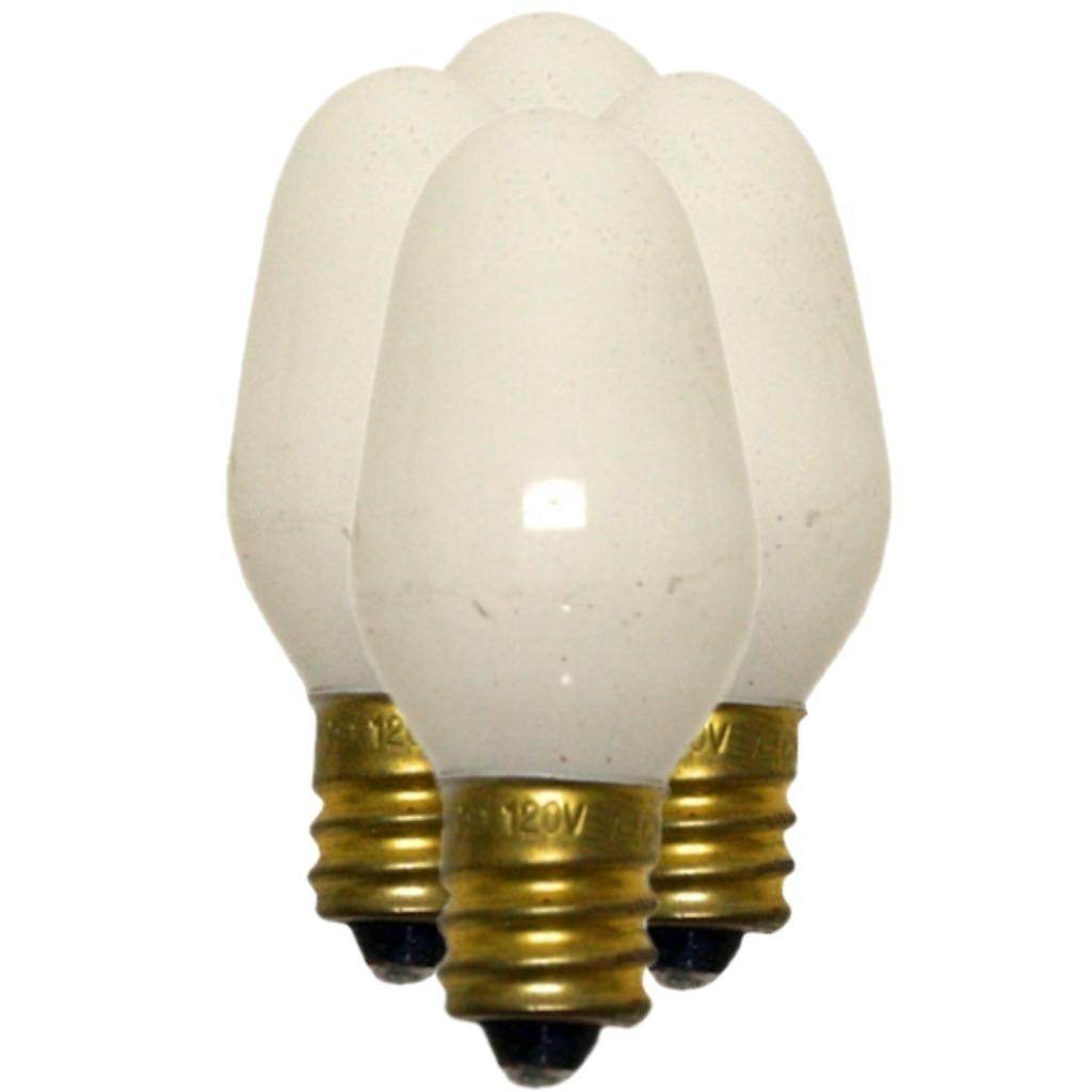 7 watt 120 volt C7 Candelabra Screw Base White (4 pack) 1
