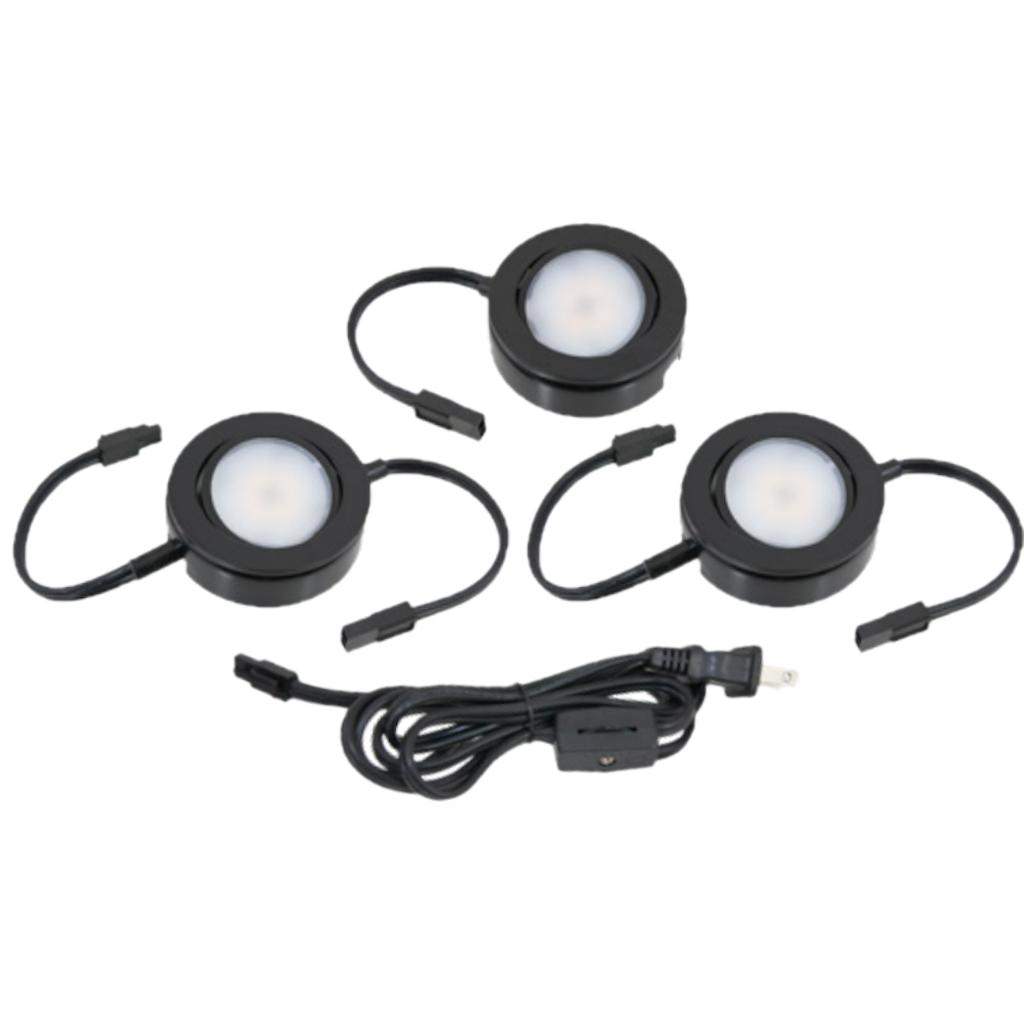 4.3 Watt 120 Volt Black 2700K Dimmable Three Puck Light Kit 1