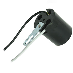 Standard (Medium) Base Phenolic Socket with 6" Leads and Straight Bracket 1