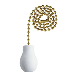 12" Pull Chain White Wood Knob 1