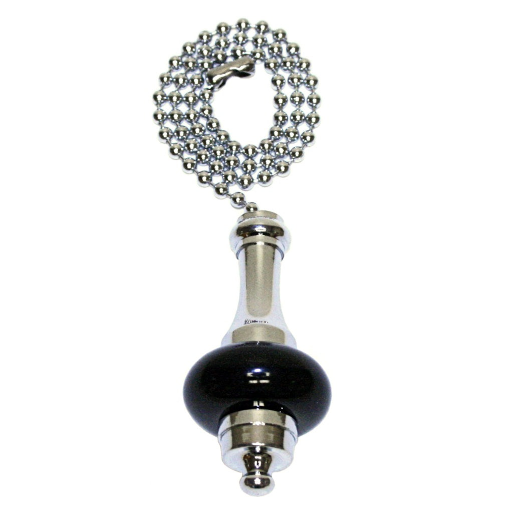 Pull Chain with Chrome and Black Ceramic Design 1