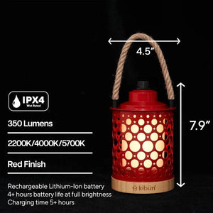 CCT Selectable Light Red Rechargeable Kibün Stargaze Collection LED Cordless Lantern 4