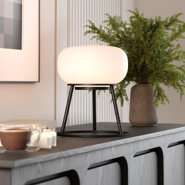 Warm White Black Finish Rechargeable Tripod Kibün LED Cordless Indoor Table Lamp 2