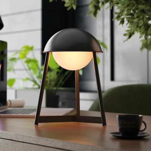 Warm White Black Finish Rechargeable Kibün LED Cordless Indoor Table Lamp 4
