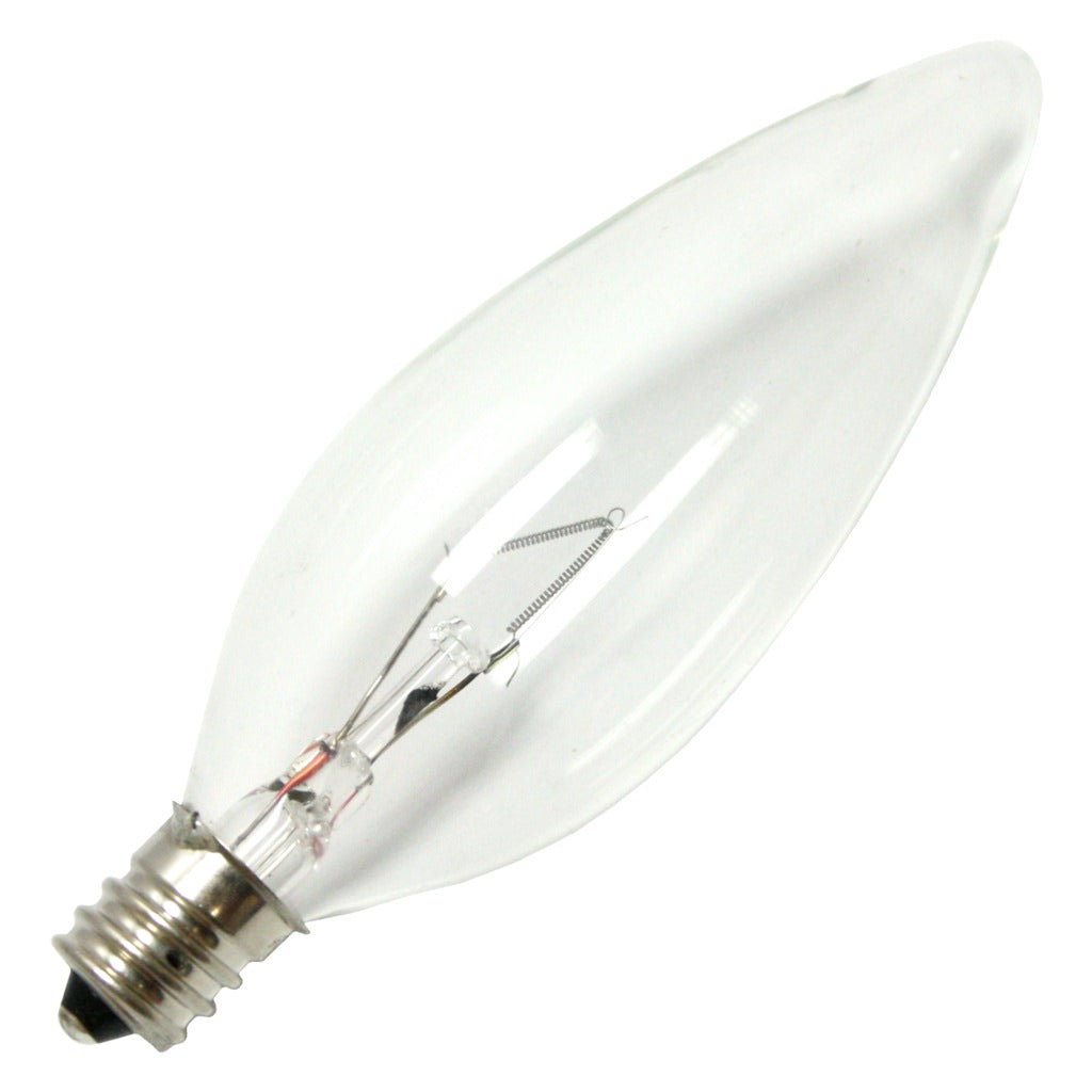 25 watt 120 volt 2700K B10 Candelabra Screw Base Clear 1