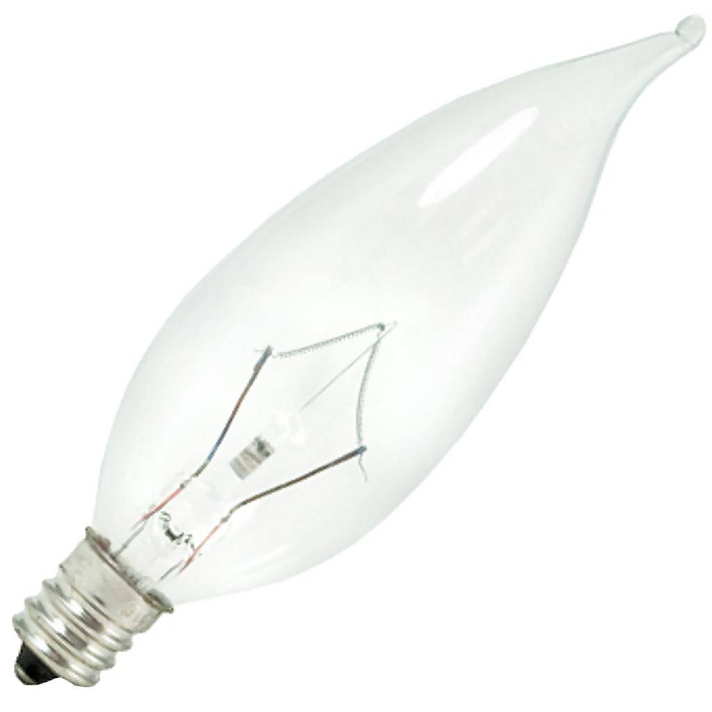 25 watt 120 volt 2700K Warm White CA10 Candelabra Screw Base Clear 1