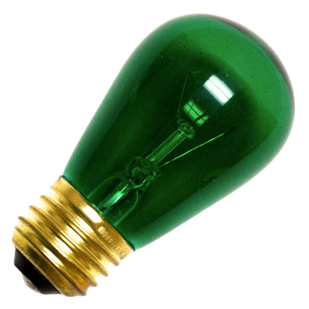 11 watt 130 volt S14 Medium Screw Base Transparent Green 1