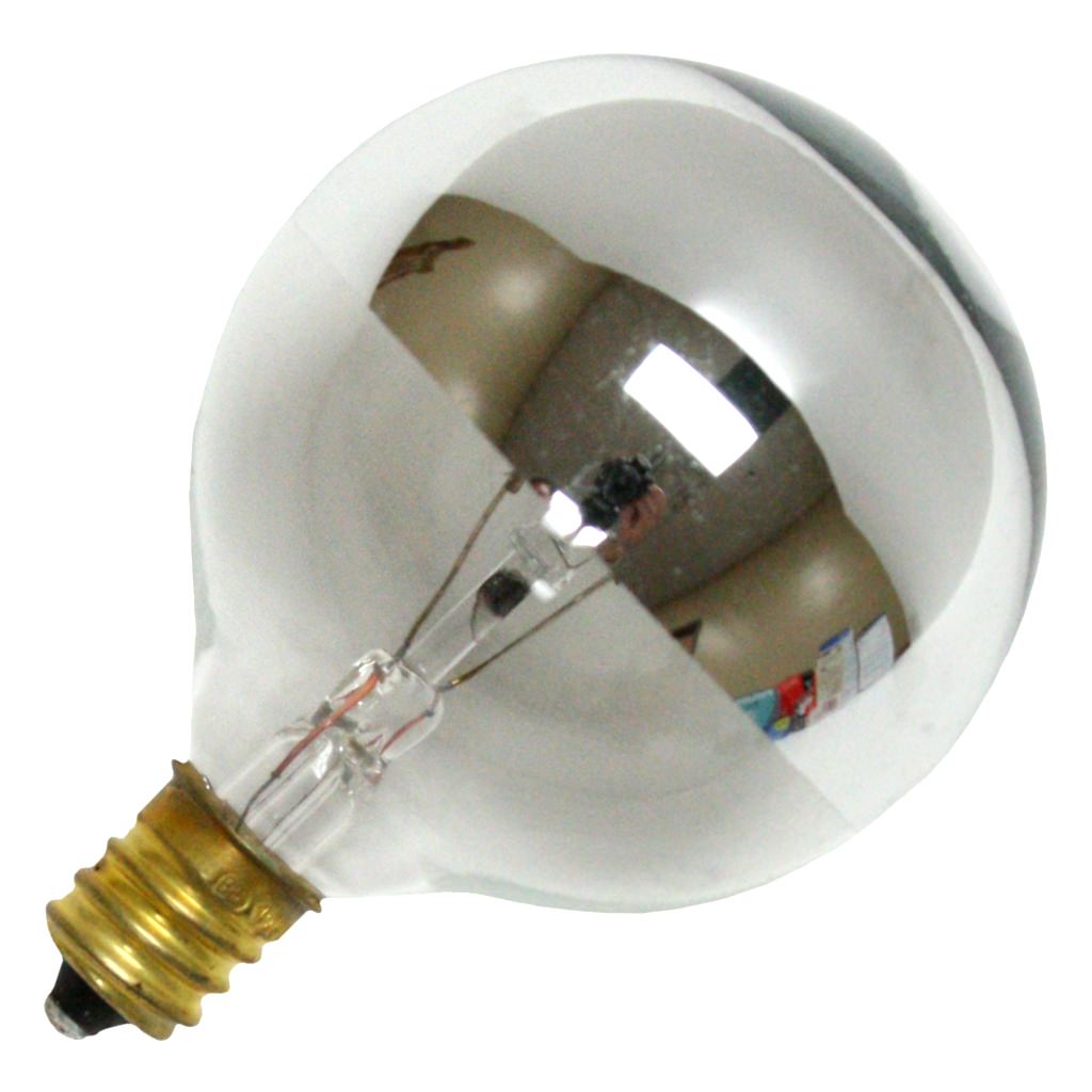 25 watt 120 volt G16.5 Candelabra Screw Base Clear / Silver 1