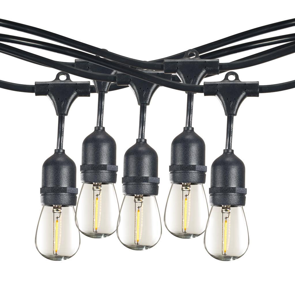 15 Light 48' Black (Medium Screw Base) Light String with 15 S14 LED Bulbs 1