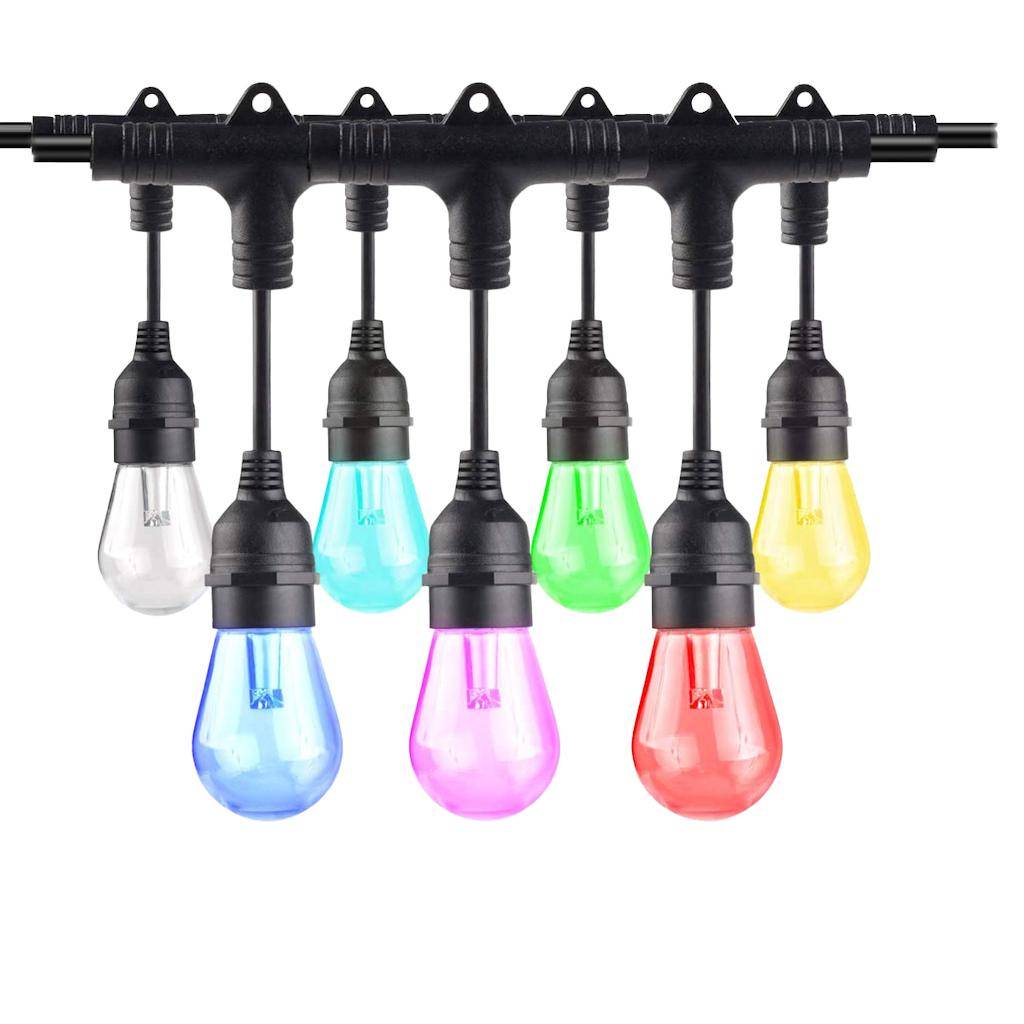 18 Light 36' Black (Medium Screw Base) Light String with 18 S14 Multi-Color Dimmable LED Bulbs 1