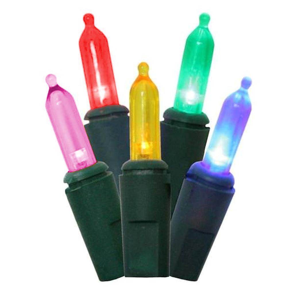 50 Light 4.8 watt 17' Green Wire Multi-Color LED Light String 1