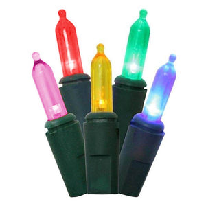 50 Light 4.8 watt 17' Green Wire Multi-Color LED Light String 1