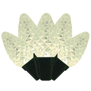 100 Light Green Wire C7 Warm White Faceted LED Christmas Light String Set 1