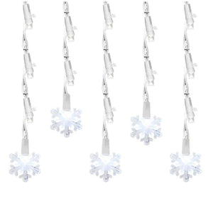 60 Light White Wire LED Icicle Lights Snowflake Miniature Christmas Light String Set 1