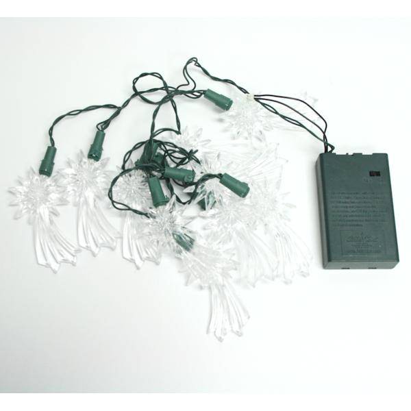 10 Light 5.5' Green Wire Battery Operated Pure White LED Shooting Star Light String with Timer 2