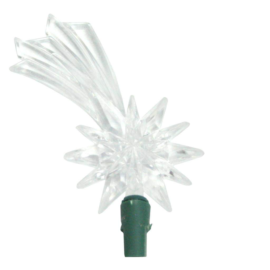 10 Light 5.5' Green Wire Battery Operated Pure White LED Shooting Star Light String with Timer 1