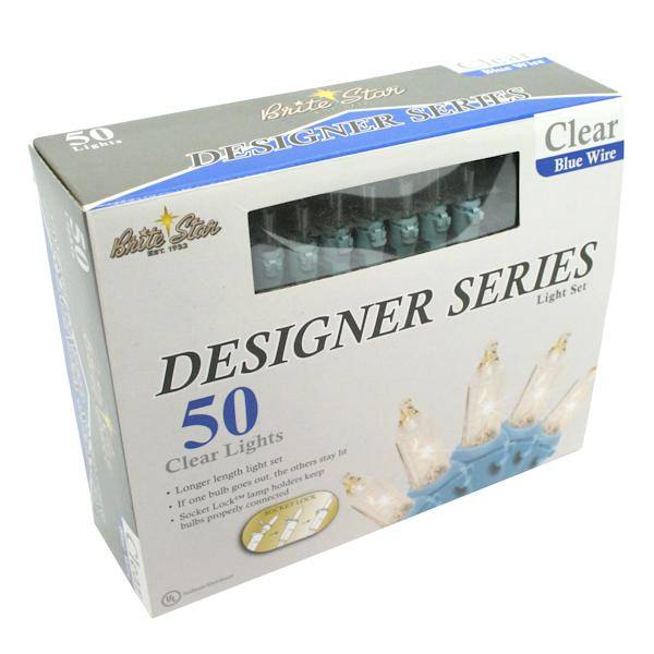 50 Light Blue Wire Clear Miniature Light String 2