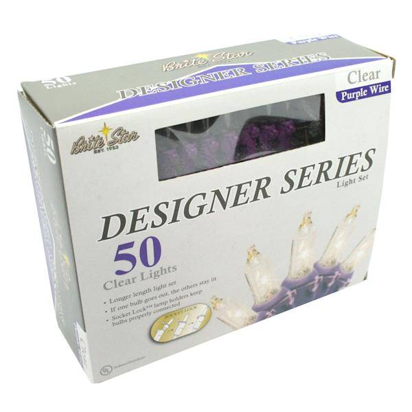 50 Light Purple Wire Clear Miniature Light String 3