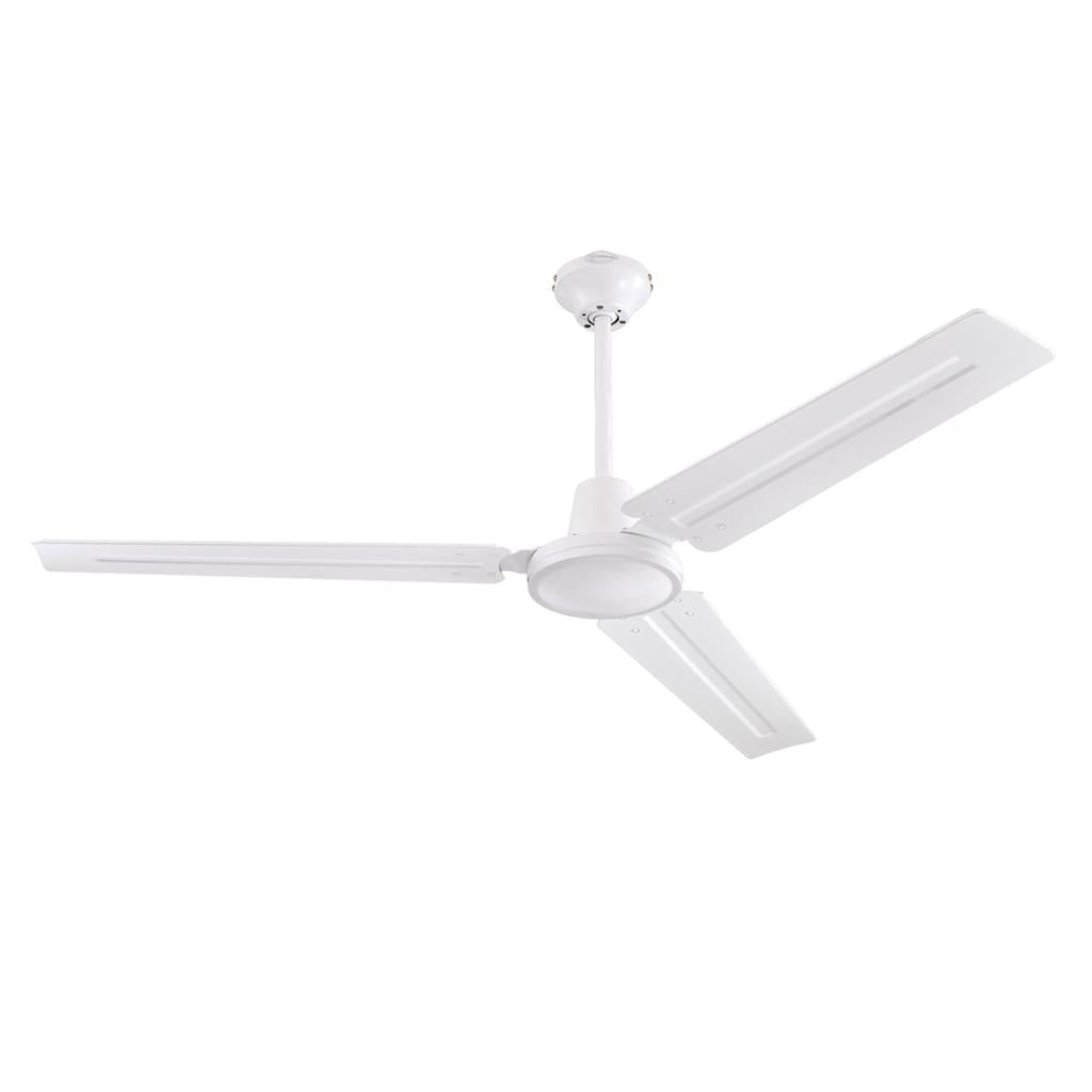 56" Industrial 3 Steel Blade White Ceiling Fan 1