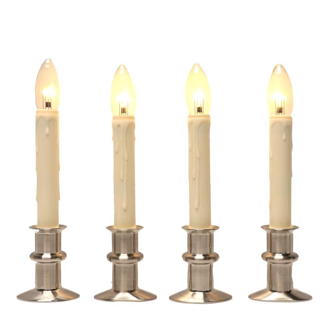 8.5"-10.5" Vanilla/Brushed Nickel LED Window Hugger with Remote Control (4 Pack) 1