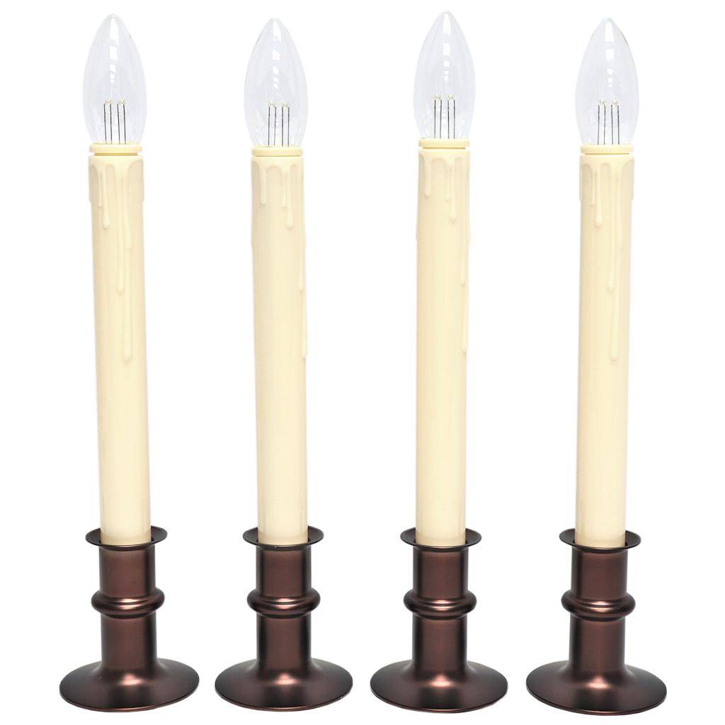 Ivory/Antique Bronze LED Taper Candle (4 Pack) 1