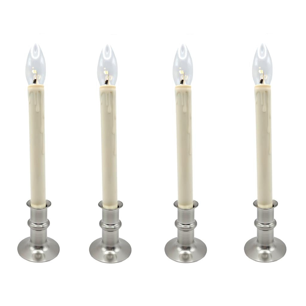 12.5"/10.5" Adjustable Height  Brushed Nickel Base Battery Operated LED Window Candles (4 Pack) 1