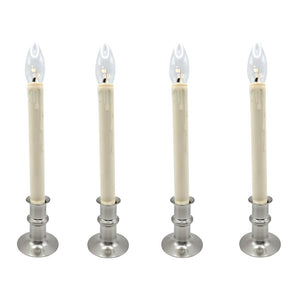 12.5"/10.5" Adjustable Height  Brushed Nickel Base Battery Operated LED Window Candles (4 Pack) 1