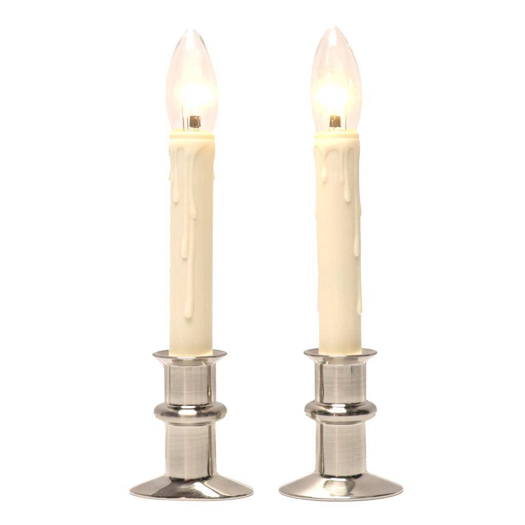 10.5" Vanilla/Brushed Nickel LED Window Hugger with Remote Control (2 Pack) 1