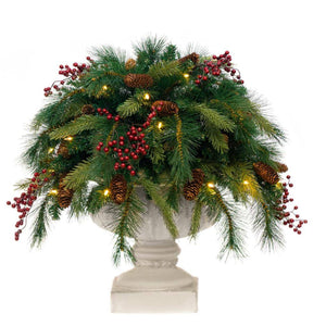 30" x 12" Cone and Berry 30 Light Battery Operated Artificial Pre-Lit Urn Filler 1