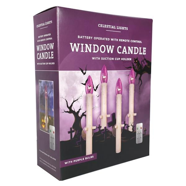 10.75" Vanilla/Purple LED Suction Cup Window Candle with Remote Control (4 Pack) 3