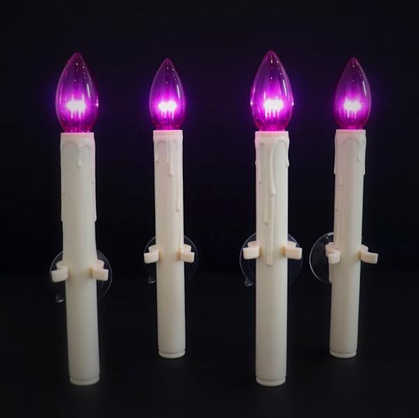 10.75" Vanilla/Purple LED Suction Cup Window Candle with Remote Control (4 Pack) 5