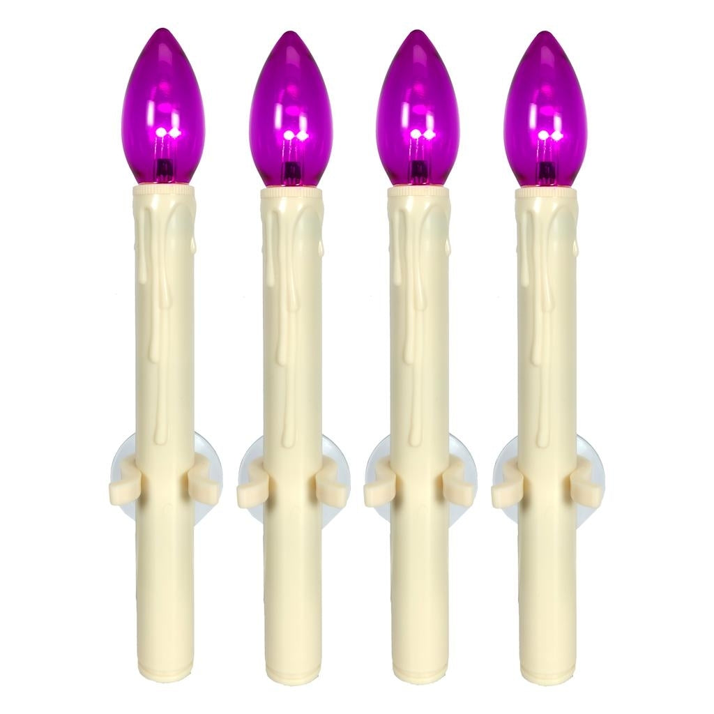 10.75" Vanilla/Purple LED Suction Cup Window Candle with Remote Control (4 Pack) 1