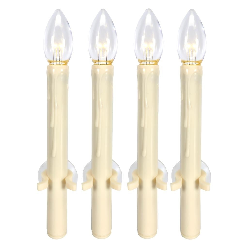 10.75" Vanilla Warm White LED Suction Cup Window Candle with Remote Control (4 Pack) 1