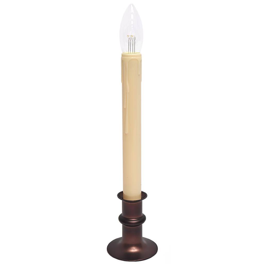 11" Ivory/Bronze LED Taper Candle with Adjustable Base 1
