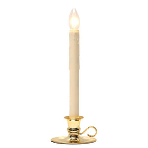 Vanilla/Brass LED Taper Candle with Traditional Base 1