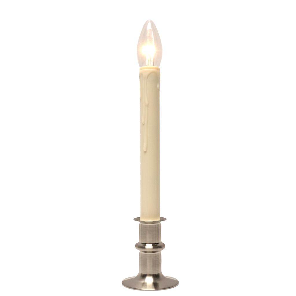 Vanilla/Brushed Nickel LED Taper Candle with Adjustable Base 1