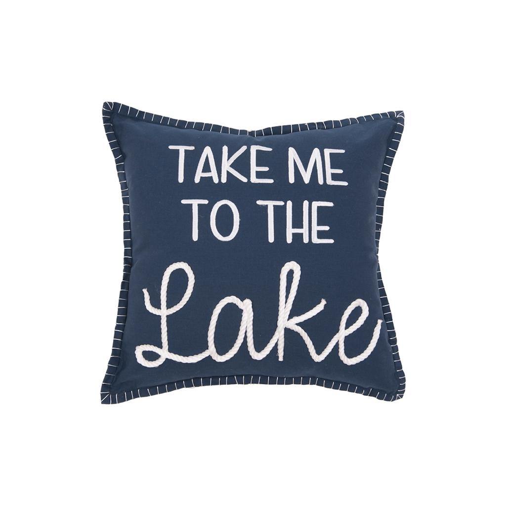 18" Take Me To The Lake Blue Pillow 1