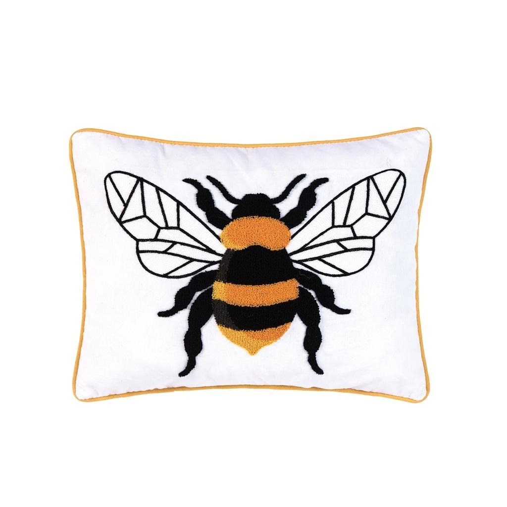18" x 14" White Bumble Bee Cotton Pillow 1