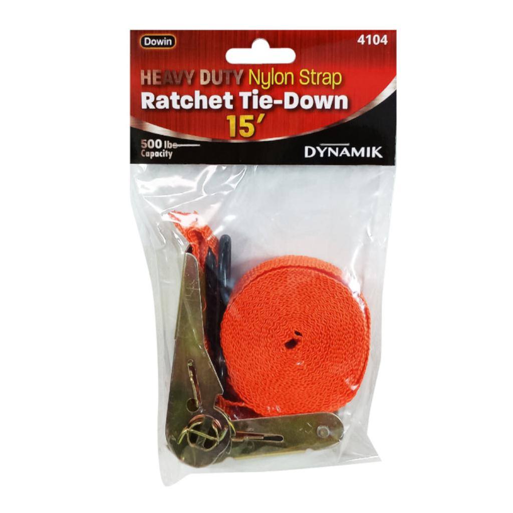15' Heavy Duty Nylon Strap Ratchet Tie-Down 1