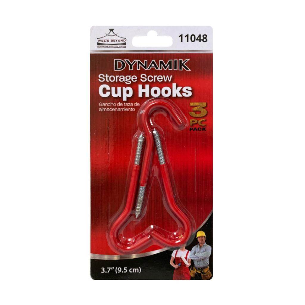 Red Storage Screw Cup Hooks (3 Pack) 1