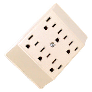 6-Outlet Ivory Grounding Outlet / Socket Adapter 1