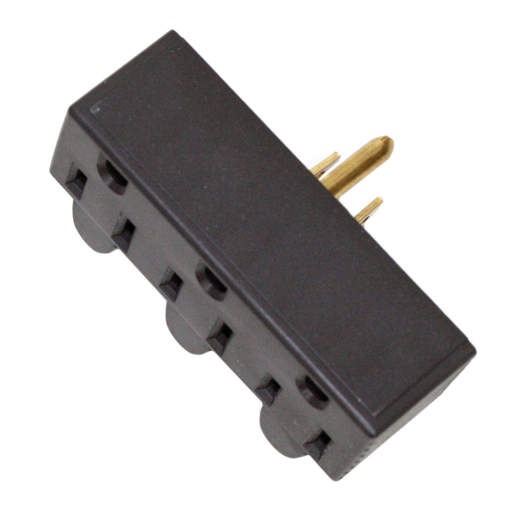 Brown Grounding Triple Outlet / Socket Adapter 1
