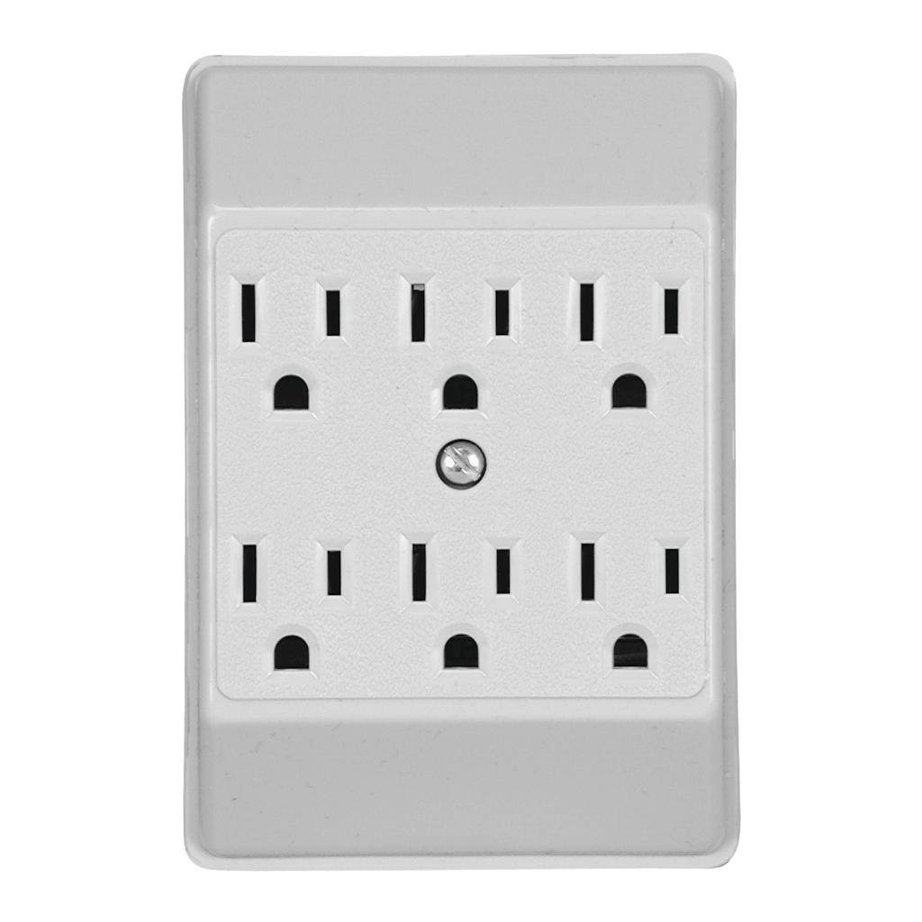 6-Outlet Ivory Grounding Outlet / Socket Adapter 1