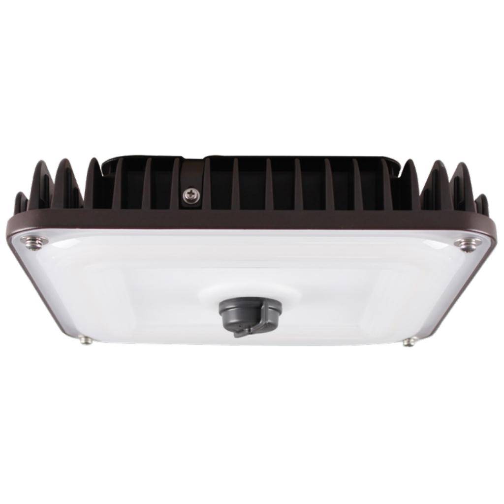 70 watt 100/277 volt 4000K Cool White Bronze Square PowerSet Selectable Wattage Dimmable LED Canopy Fixture 1
