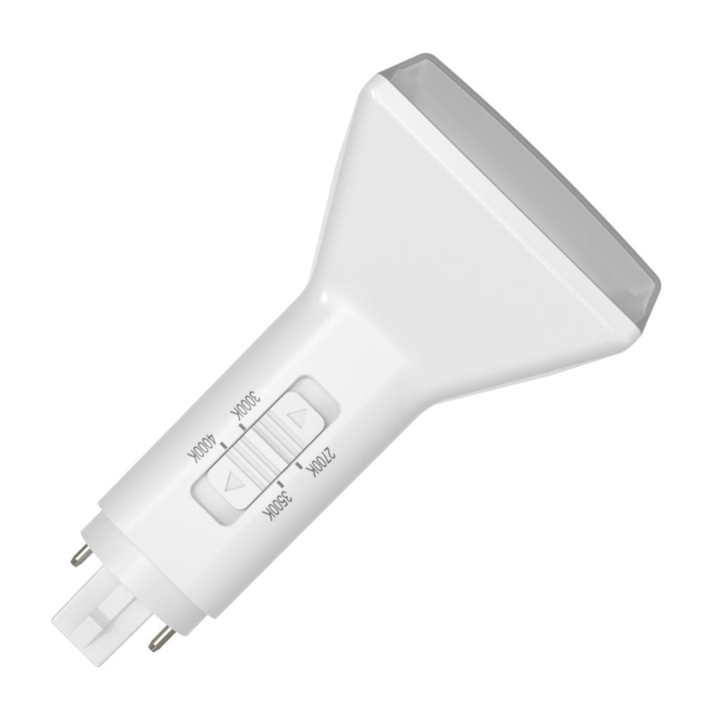 8.5 watt 120/277 volt PLC 2-Pin Base CCT Selectable LED Light Bulb 1