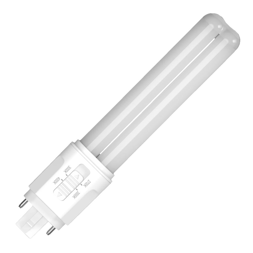 9 watt 120/277 volt PLC 2-Pin Base CCT Selectable LED Light Bulb 1