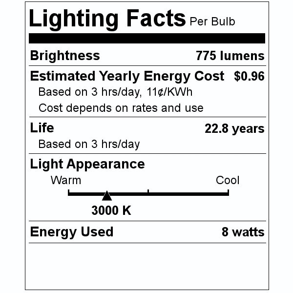 8 watt 120 volt Medium Screw Base 3000K Natural White 3-Way LED Light Bulb 2